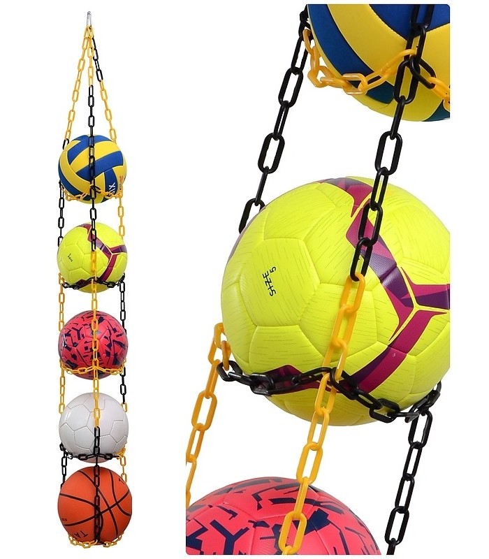 Wieszak na 5 piłek - Czarno-Żółty