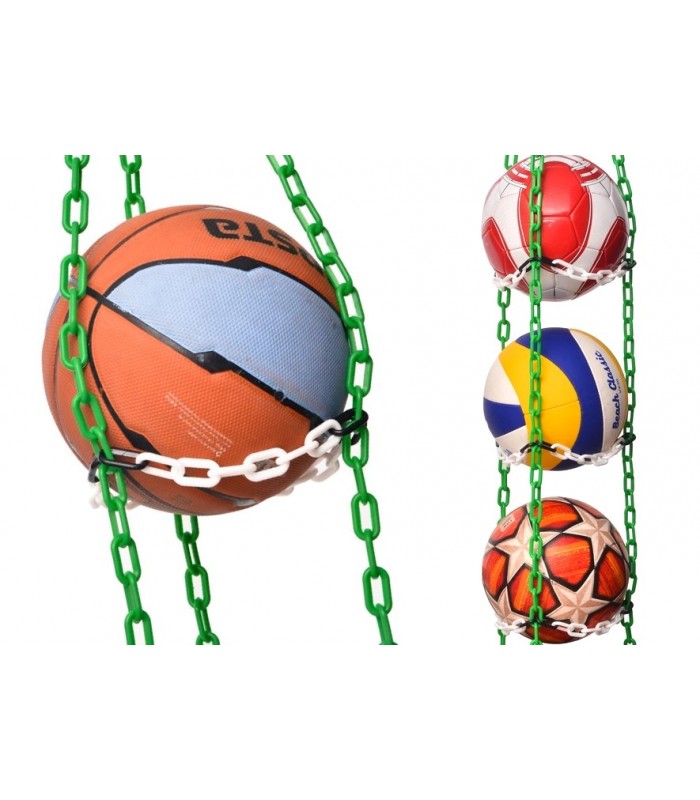 Wieszak na 5 piłek - zielono-czarno-biały