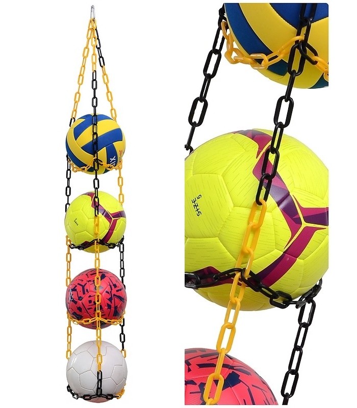 Wieszak na 4 piłki - CZARNO-ŻÓŁTY