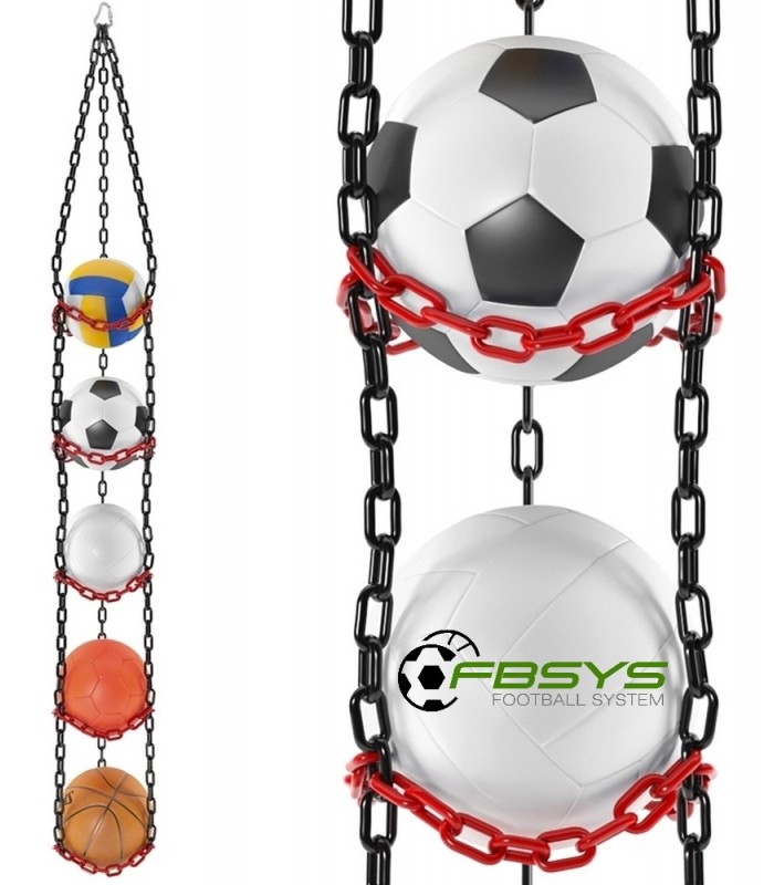 Wieszak na 5 piłek - CZARNO-CZERWONY