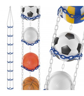 Wieszak na 8 piłek - biało-niebieski