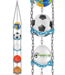 Wieszak na 5 piłek - SREBRNY-TURKUSOWY