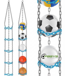 Wieszak na 5 piłek - SREBRNY-TURKUSOWY