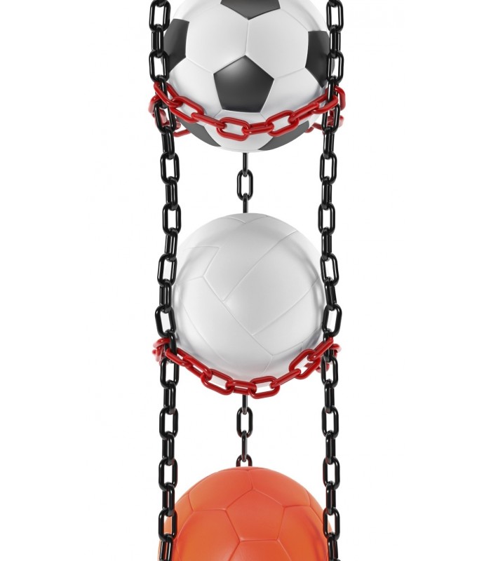 Wieszak na 6 piłek - czarno-czerwony