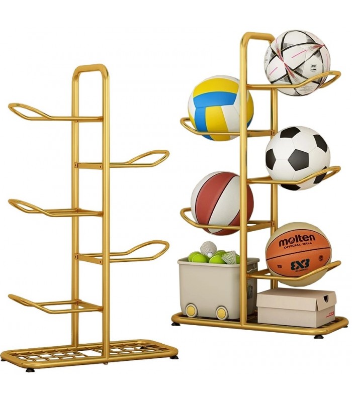 Stojak metalowy na 5 piłek - M5 - złoty