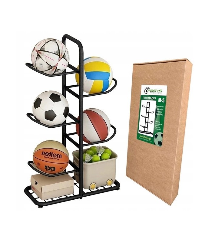 Stojak metalowy na 5 piłek - M5 - czarny